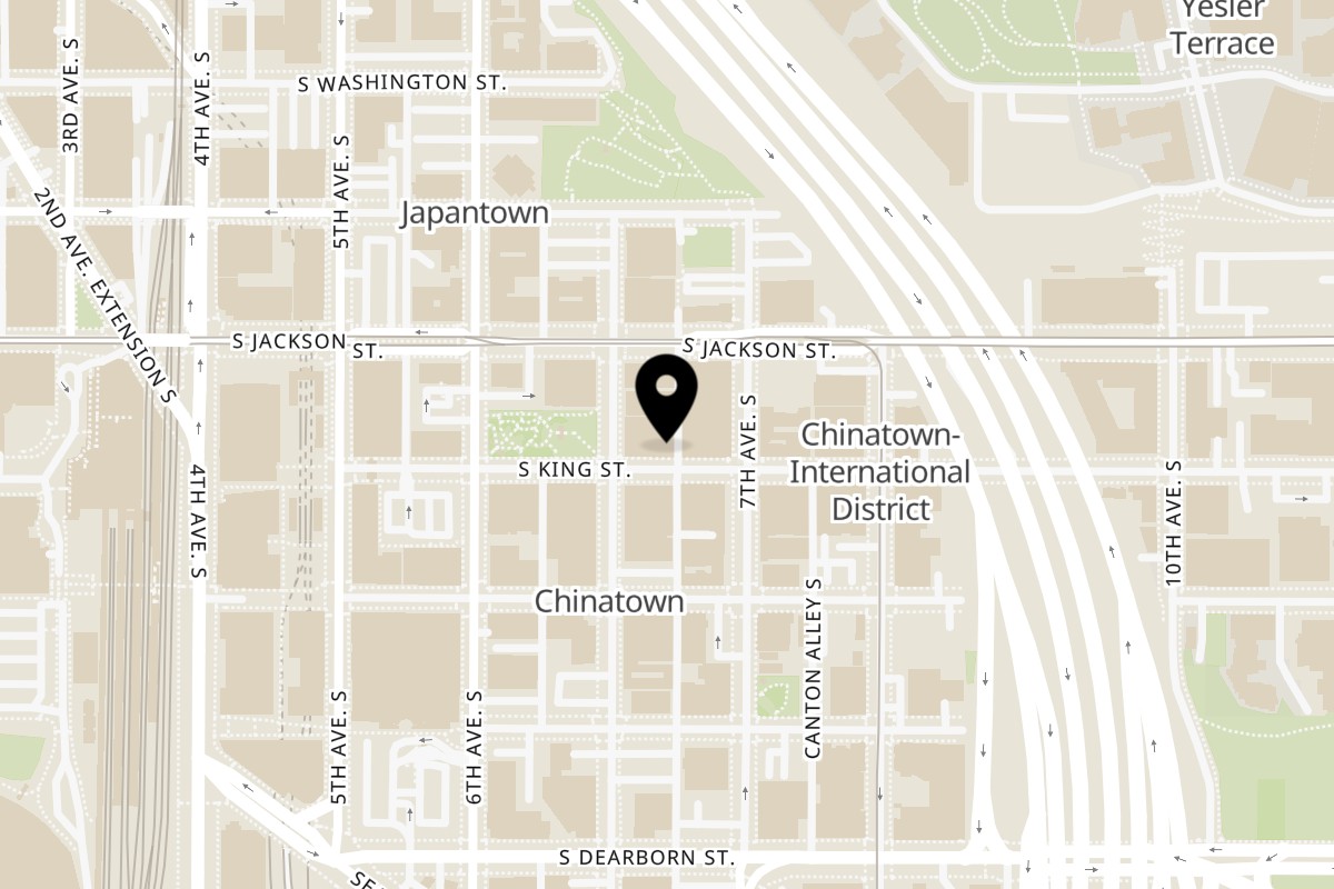 Map showing the location of Sushi%AYCE on 660 S King St in Seattle